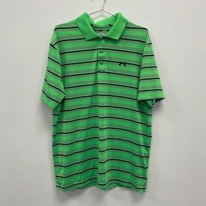 Under Armour Striped Green Polo, Size Large